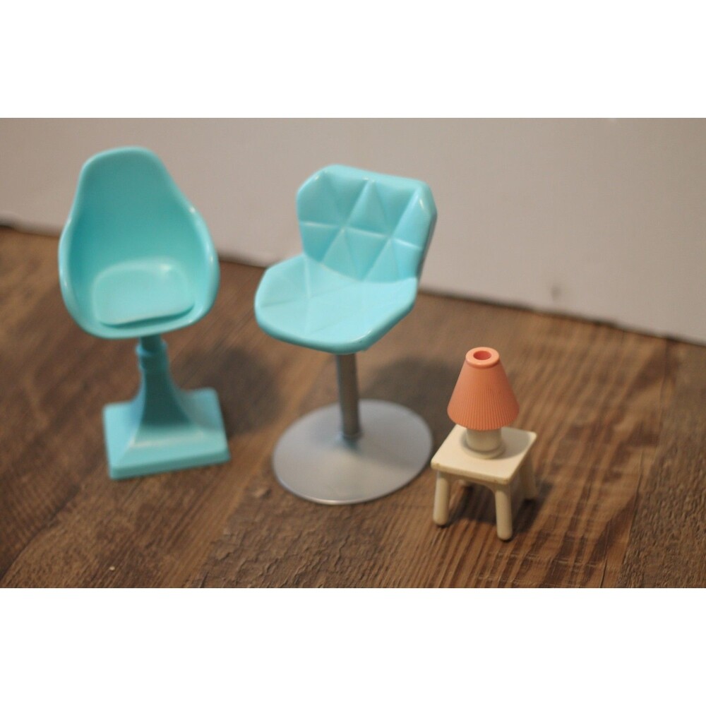 2 Barbie chairs and Lamp Table
